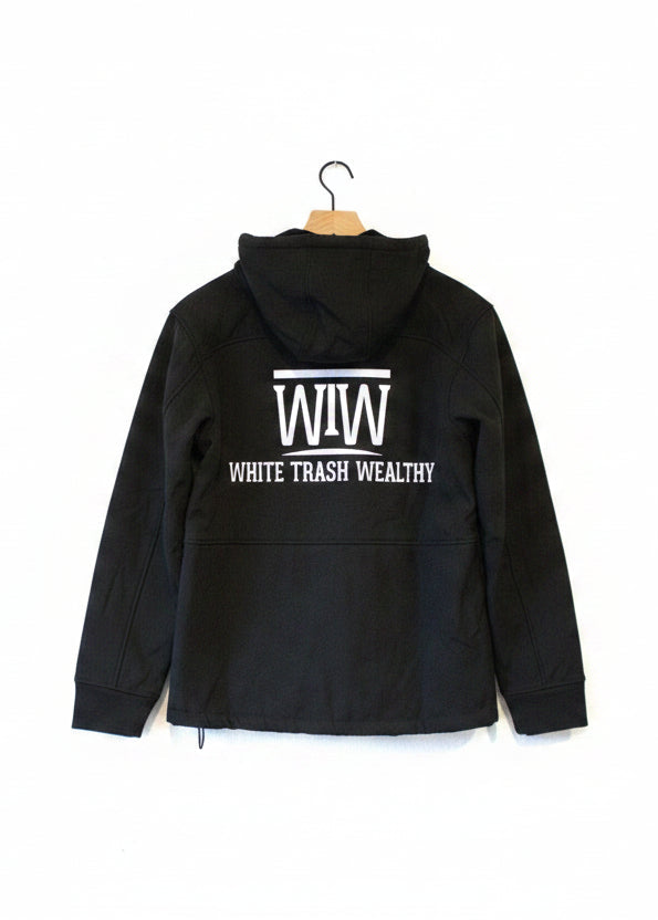 Soft Shell Rain Jacket - Black Full Logo on Back