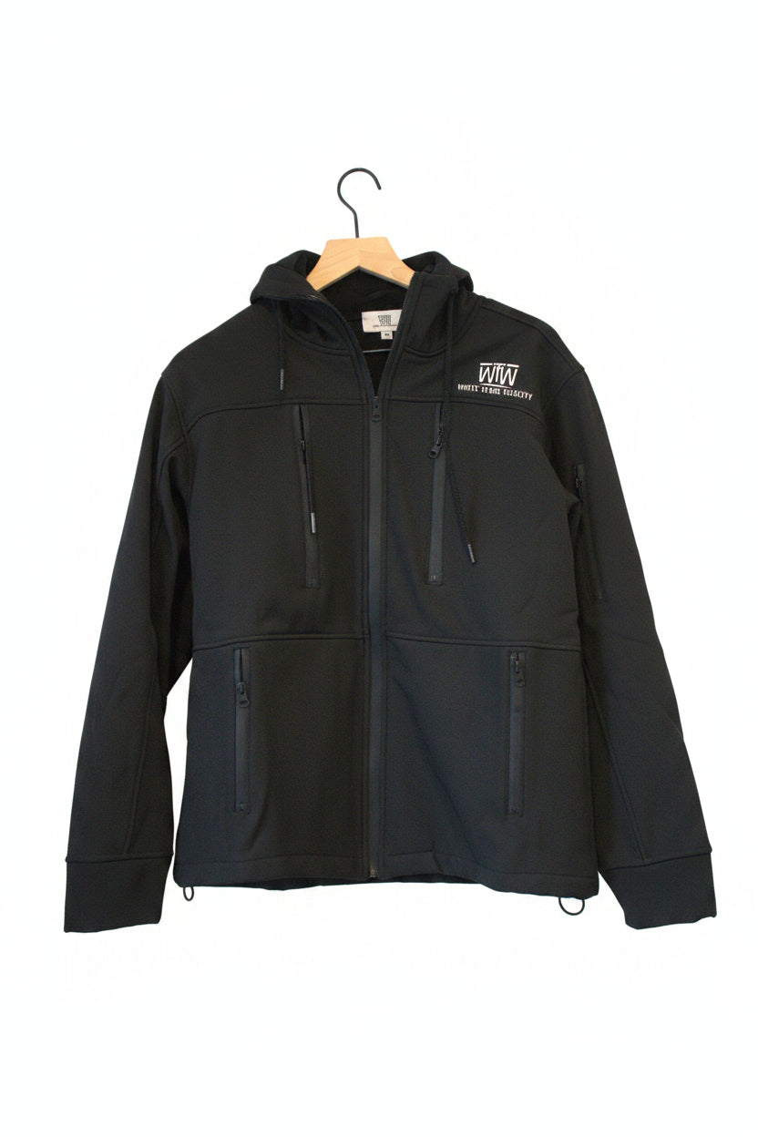 Soft Shell Rain Jacket - Black Full Logo on Back